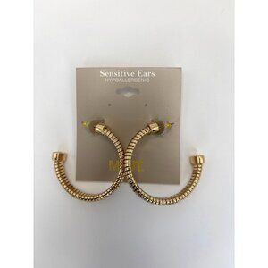 Mixit Sensitive Ears Gold Tone Textured Snake Link Hoops Pierced Earrings NEW